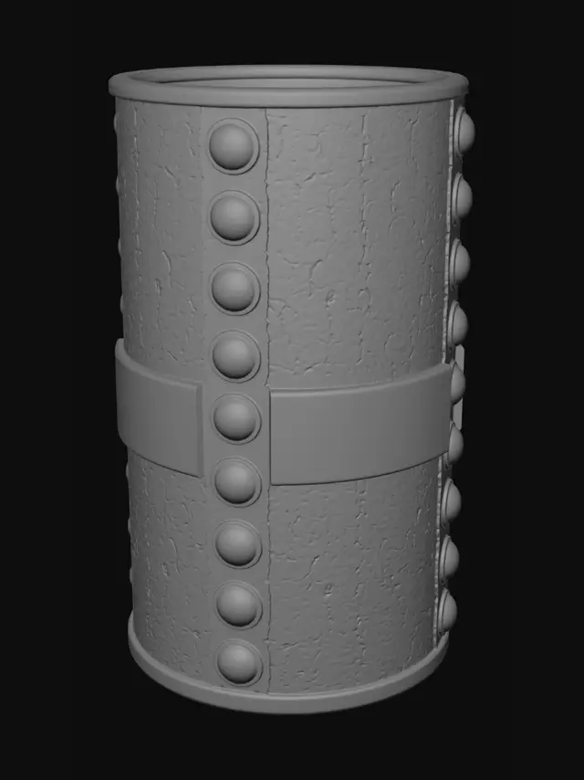 3D model for Crackled Gold Cylinder with Riveted Band