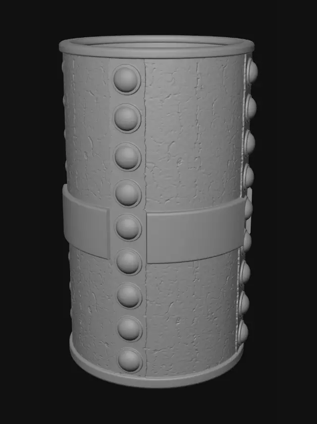 3D model for Crackled Gold Cylinder with Riveted Band
