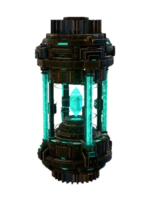 A standalone sci-fi mech power reactor core 3D model floating in outer space, a thick… - Bolts 3D model, vytvořený pomocí AI