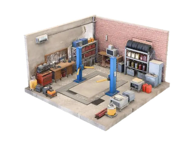 Garage Workshop 3D-model, gegenereerd door AI