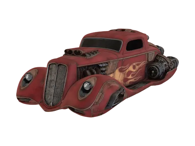 Crimson Flame Dragster - Polygon 3D model, vytvořený pomocí AI