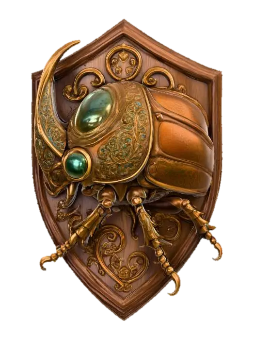 Scarab Shield - Symbolic 3D model, vytvořený pomocí AI