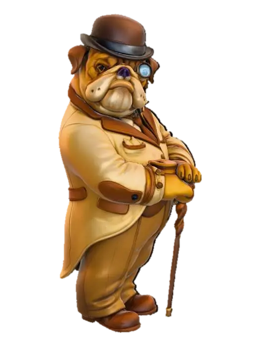 Gentleman Pug 3D model, vytvořený pomocí AI
