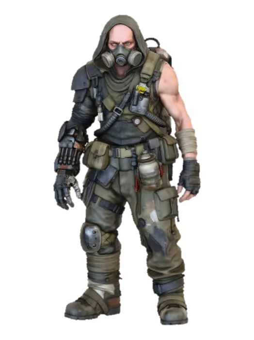 Wastelander - Survivor 3D model, vytvořený pomocí AI