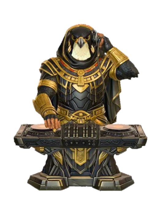 Modello 3D Horus the Sun DJ, generato dall’IA