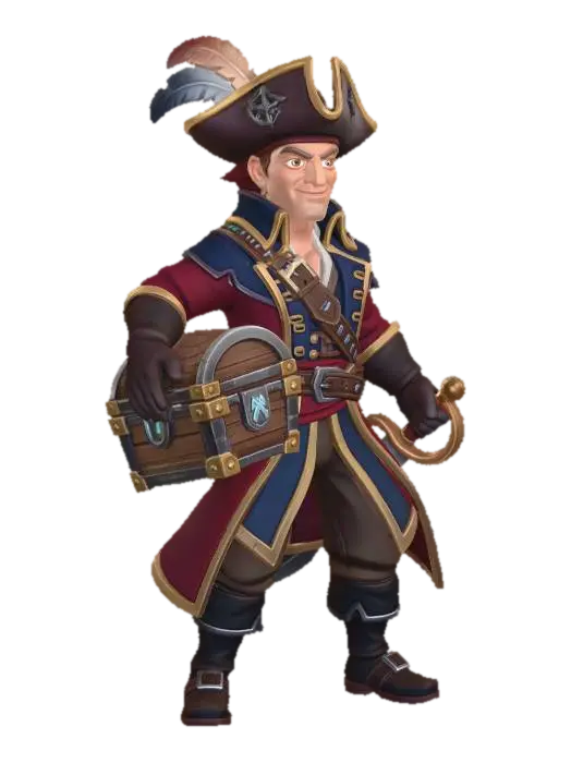 Captain Treasureheart - Seafaring 3D model, vytvořený pomocí AI