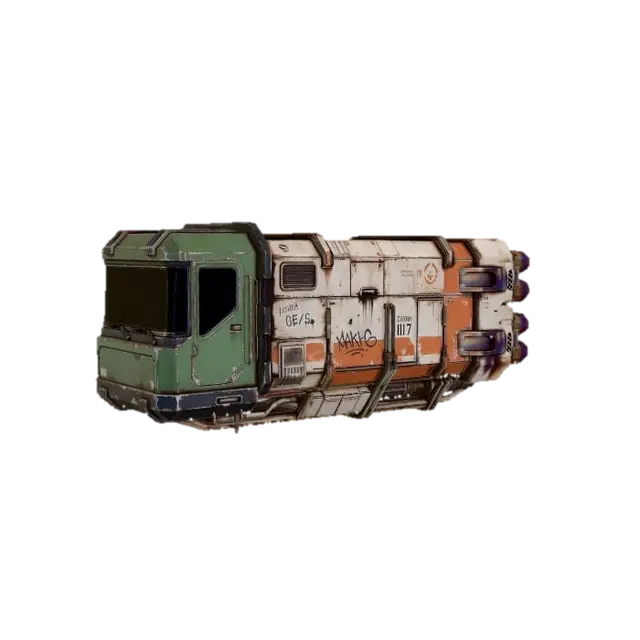Rusted Cargo Starship 3D model, vytvořený pomocí AI