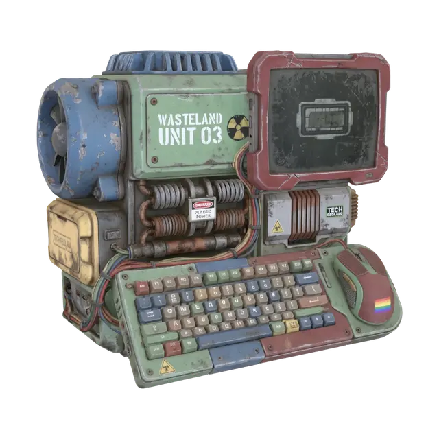 Unit 03 - Wasteland 3D model, vytvořený pomocí AI
