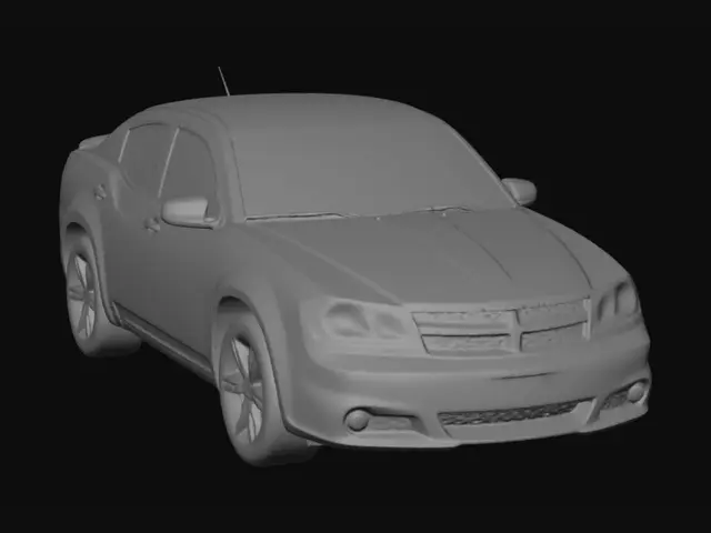 3D model for Red Dodge Sedan by the Fence