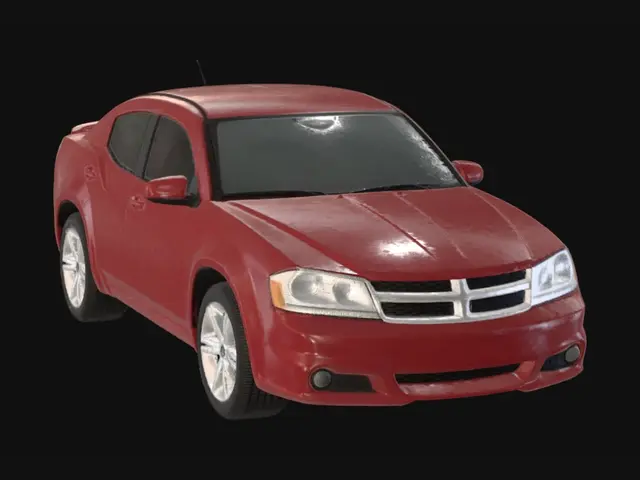 3D model for Red Dodge Sedan by the Fence