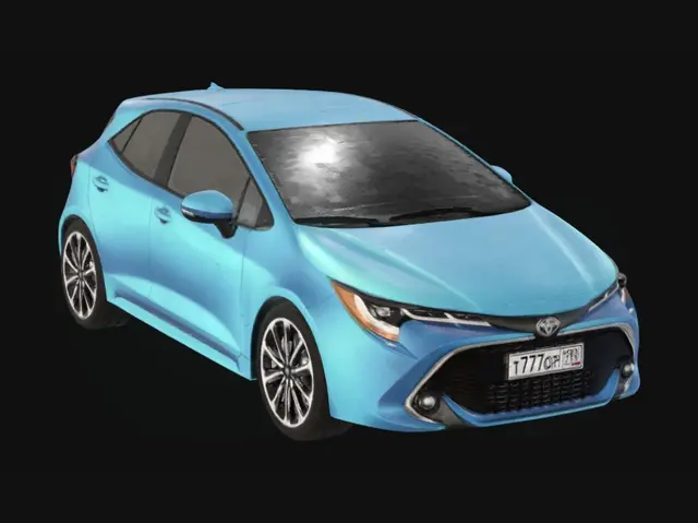 3D model for Blue Hatchback on the Highway