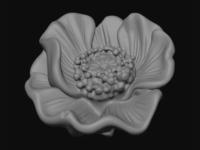 3D model for Silver Poppy Brooch