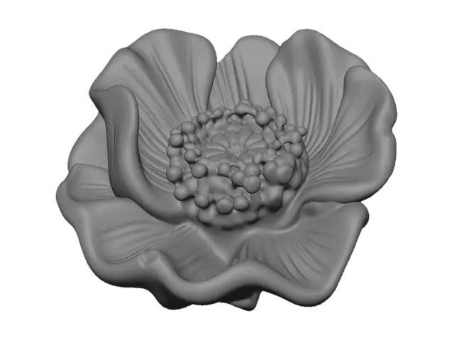 3D model for Silver Poppy Brooch