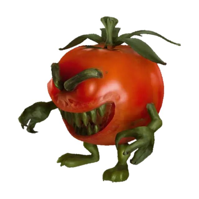 killer tomato - Silly 3D model, vytvořený pomocí AI