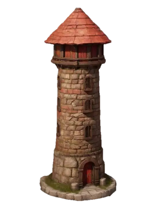 art-style:age of empire,ultra realistic, create a tall stone watchtower.cylinder… - Buildings 3D model, vytvořený pomocí AI