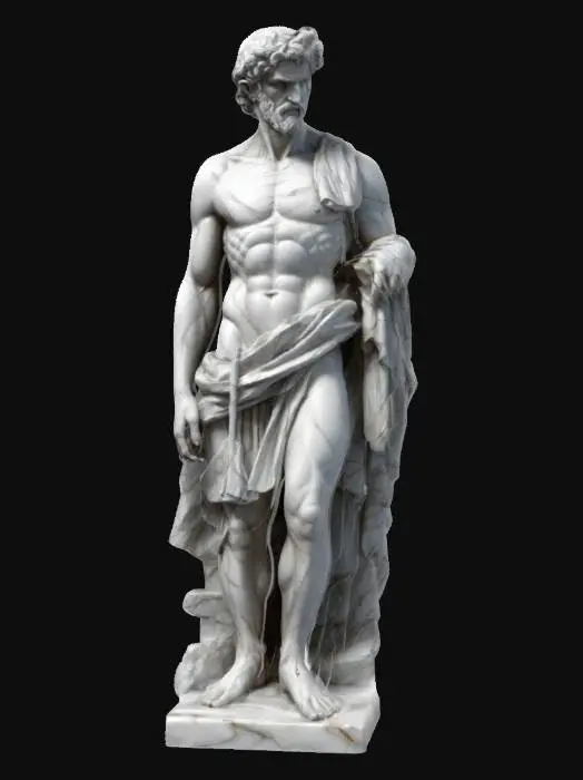 3D model for create a white marble statue. in the style of "Michelangelo". resambling a Greece male god.  smooth high polished. very high definition. ultra detailed. not nude. solid uncomplicated Handcarved. 3D-Printable,Supportfree. art-style :Dungeons & Dragons,miniature.
