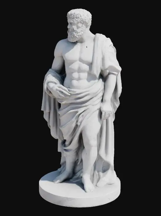3D model for masterpiece. Create a white marble statue. in the style of "Michelangelo". resembling a Roman male.  smooth high polished. very high definition. ultra detailed.  solid uncomplicated Handmade,hand-carved. 3D-Printable,Support free. art-style :Dungeons & Dragons,miniature., #game figure#, 
