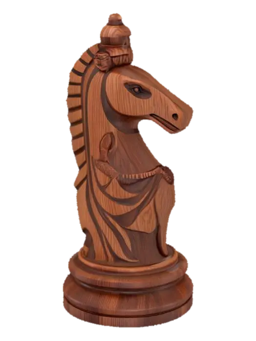 ultra-realistic.create a fantastic rook chess piece, hand carved, red cedar wood,8k,… 3D model, vytvořený pomocí AI