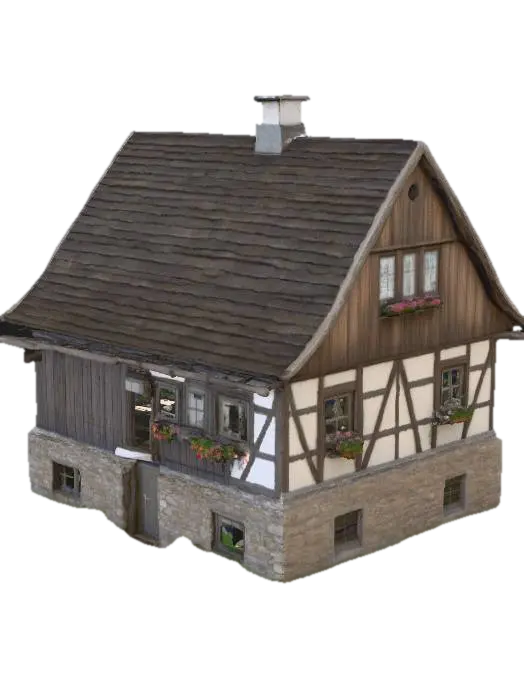 Cottage Charm - Country 3D model, vytvořený pomocí AI