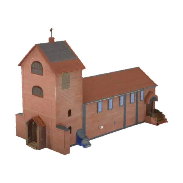 Brick Church Model 3D model, vytvořený pomocí AI