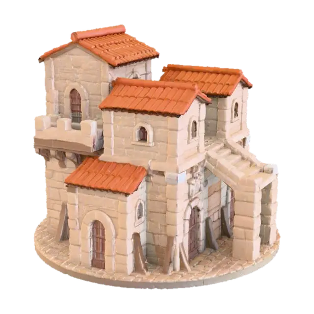 Mediterranean Stone House Model - Stable 3D model, vytvořený pomocí AI