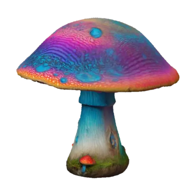 A psychedelic mushroom inspired by Alice in Wonderland 3D model, vytvořený pomocí AI