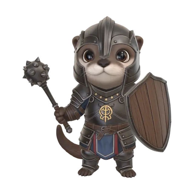 Fin the Otter Cleric Cute Chibi DnD Companion - Fantasyart 3D model, vytvořený pomocí AI