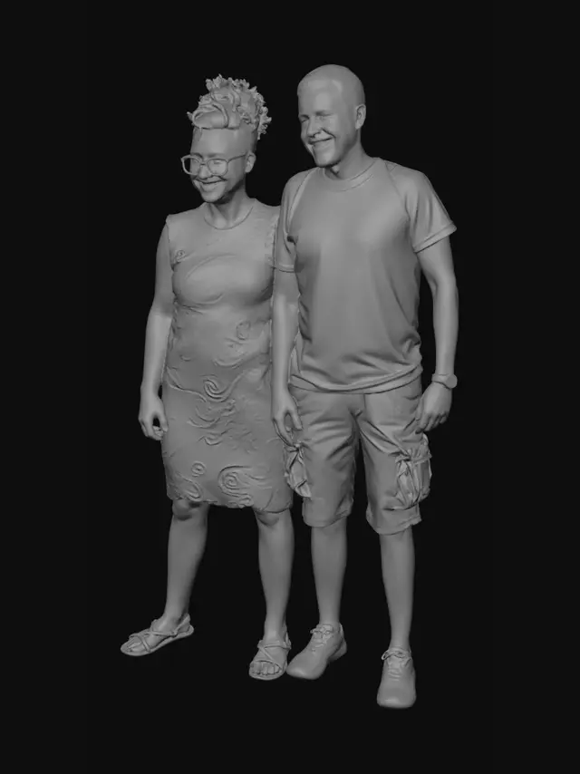 3D model for Smiling duo in a modern kitchen