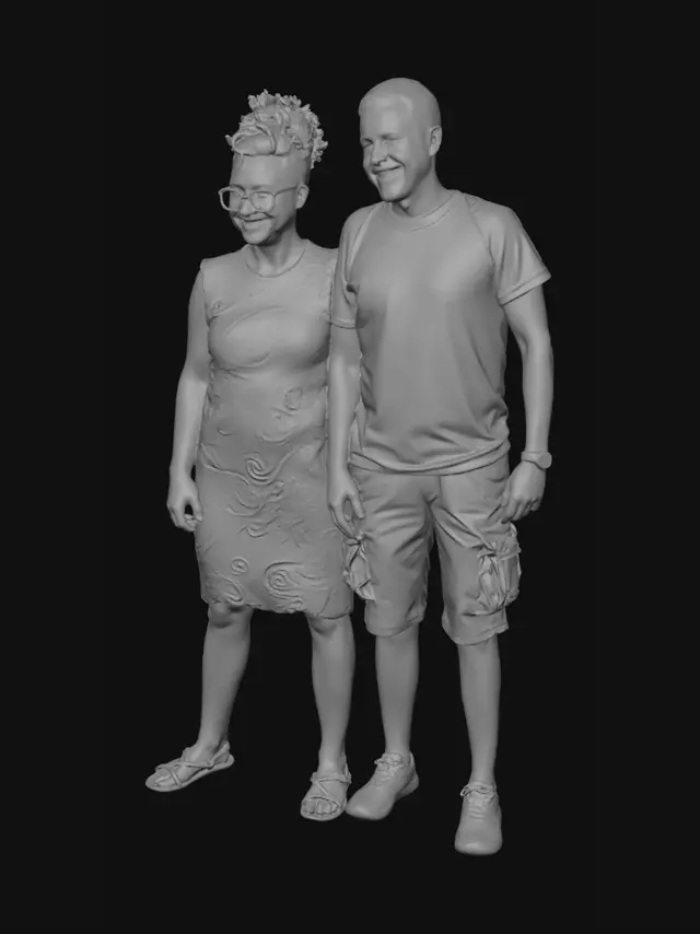 3D model for Smiling duo in a modern kitchen
