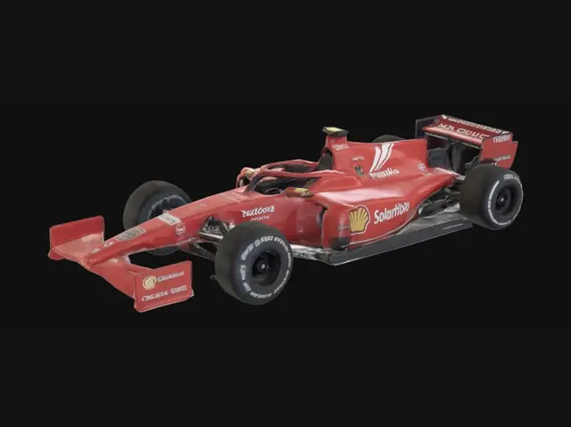3D model for make the following f1 realistic cars   1: Apex MotorsA low-poly stylized F1 racing car, matte black and cyan blue paint. Features exactly 5 fictional sponsor logos printed on the chassis: VoltEnergy, Chrono, Vertex, Titan Energy, and Nexus Cyber. Clean game-ready 3D vehicle asset, optimized topology, no background
2: Scuderia VelocitaA low-poly stylized F1 racing car, glossy crimson red and crisp white paint. Features exactly 5 fictional sponsor logos printed on the chassis: Banco Rapid, Nero Tires, AeroGlide, Titan Energy, and Solaris Fuels. Clean 3D game model, optimized wireframe