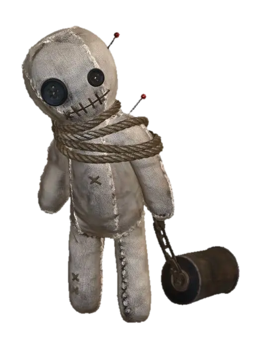 voodoo doll, subtle realism, worn fabric body with visible stitching, loosely tied… - Weight 3D model, vytvořený pomocí AI