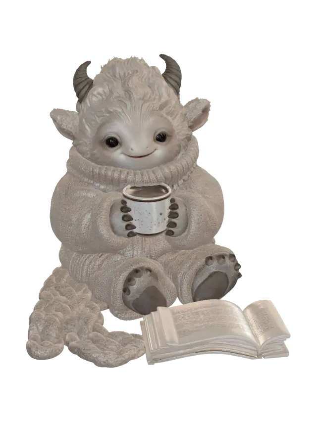 Cozy Hearth Yeti - Cosy 3D model, vytvořený pomocí AI