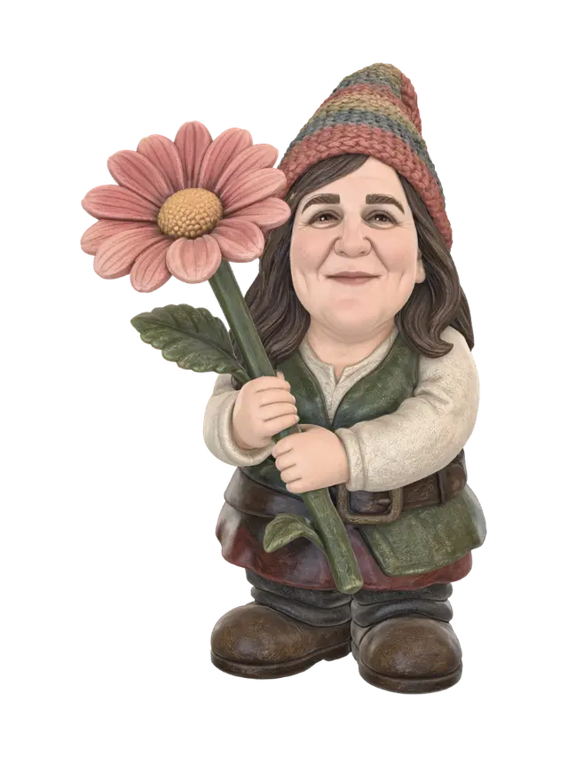 garden gnome - Holding 3D model, vytvořený pomocí AI