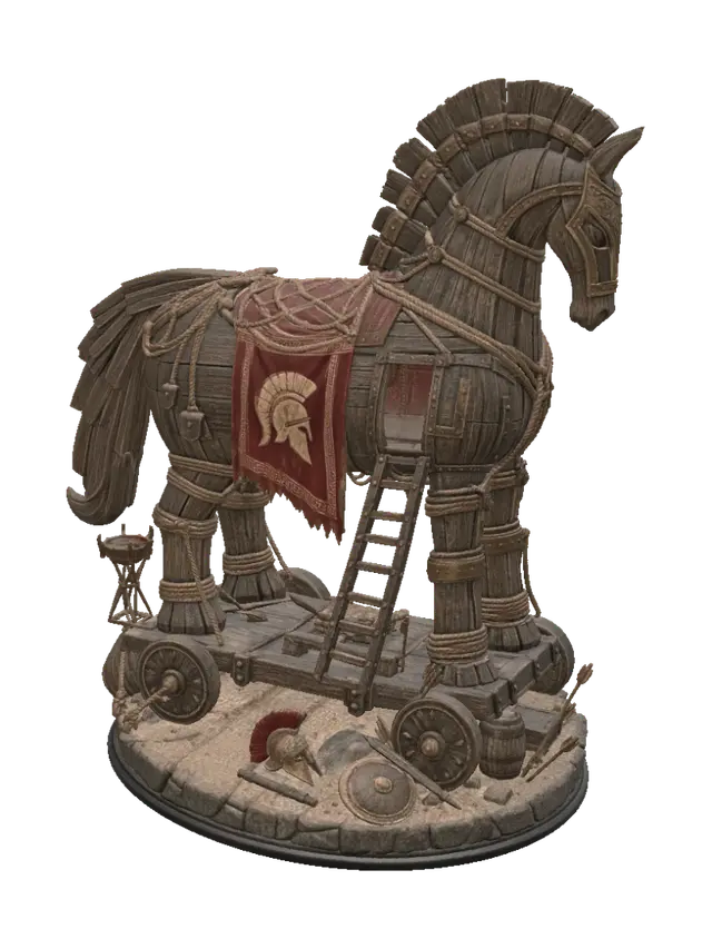 Trojan horse - Sculpted 3D model, vytvořený pomocí AI