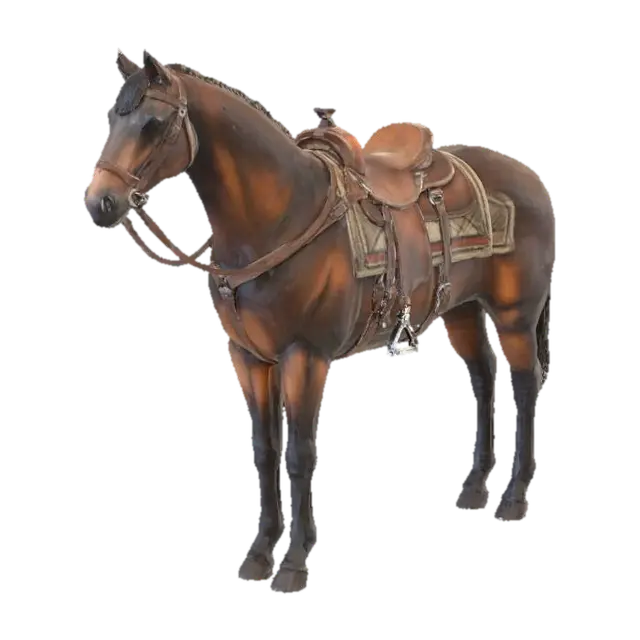 Wireframe Horse with Saddle - Graphics 3D model, vytvořený pomocí AI