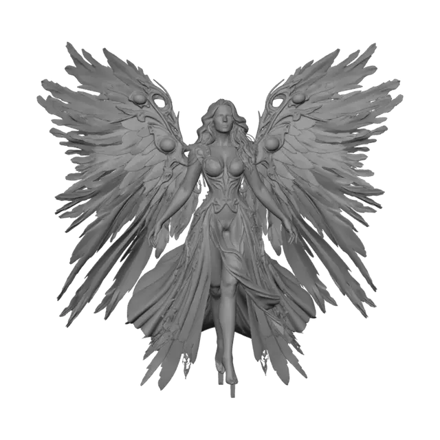 3D model for Oversized, vibrant wearable wings on a beautiful woman. Ultra realistic