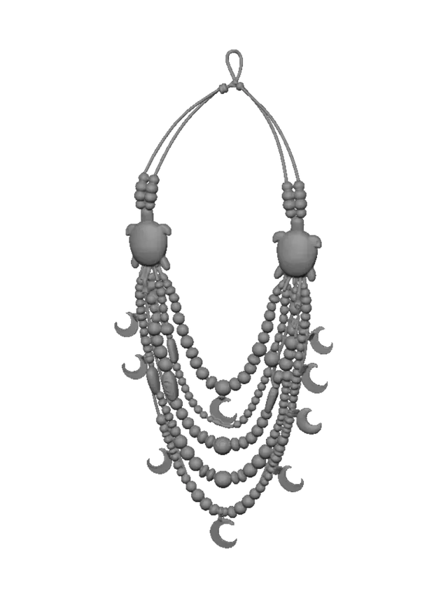 3D model for Layered Crescent Moon Bead Necklace