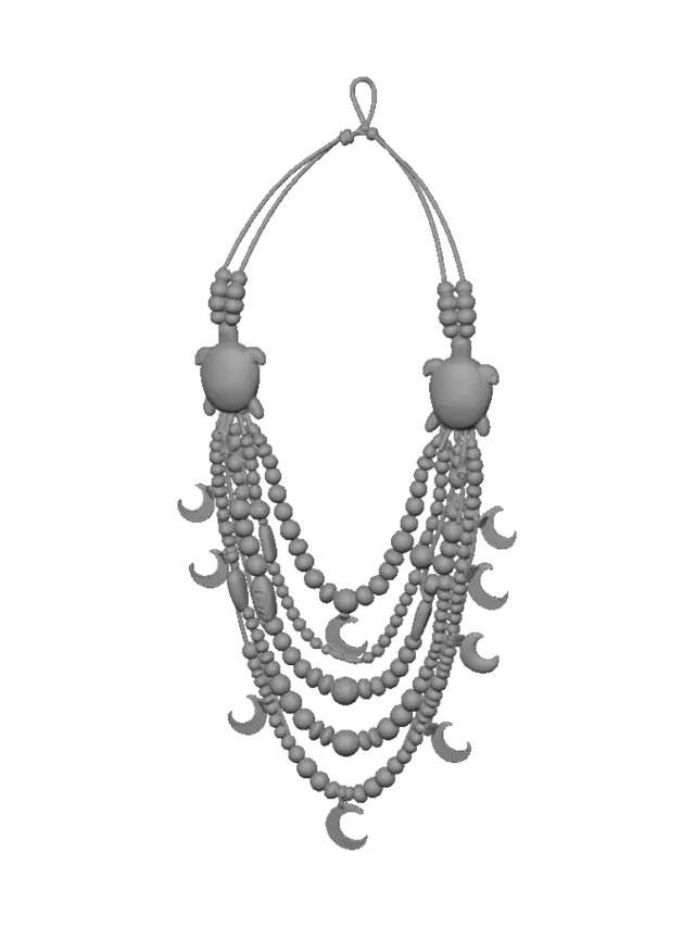 3D model for Layered Crescent Moon Bead Necklace