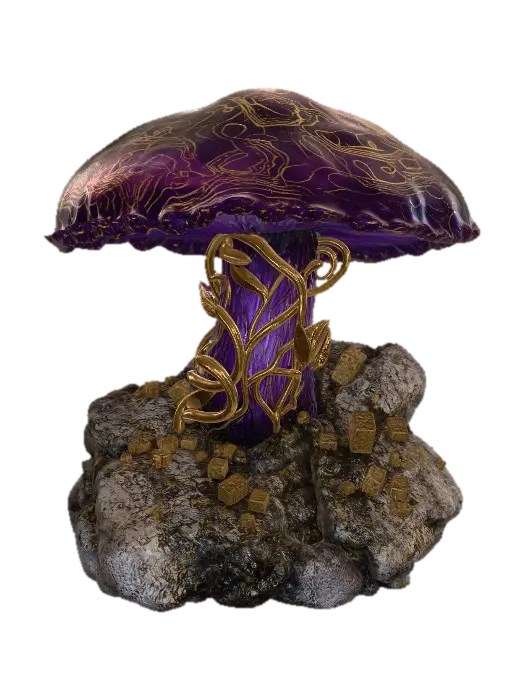 Goldwoven Amethyst Mushroom - Woven 3D model, vytvořený pomocí AI