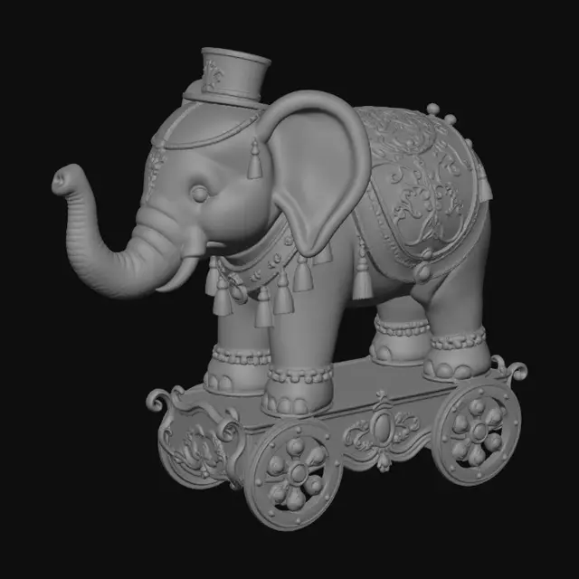 3D model for Regal Elephant on a Jeweled Cart