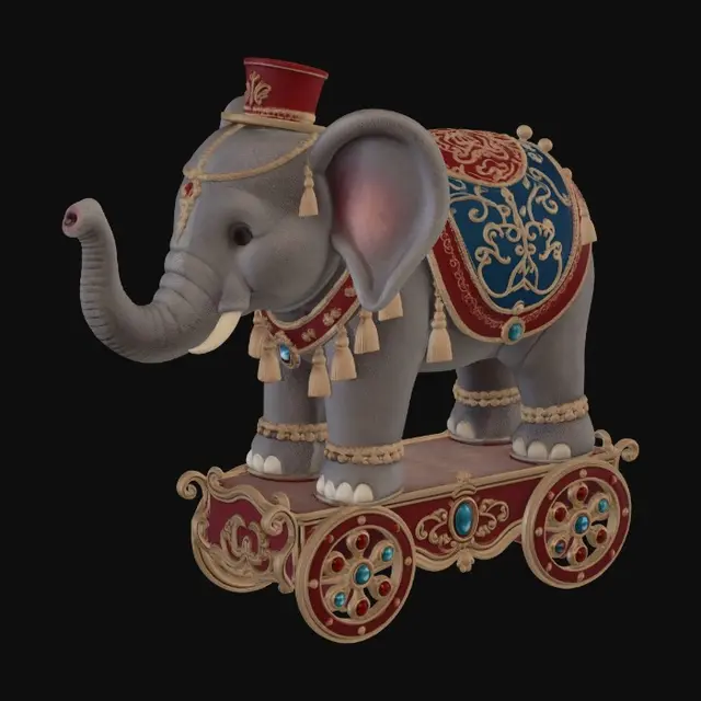3D model for Regal Elephant on a Jeweled Cart