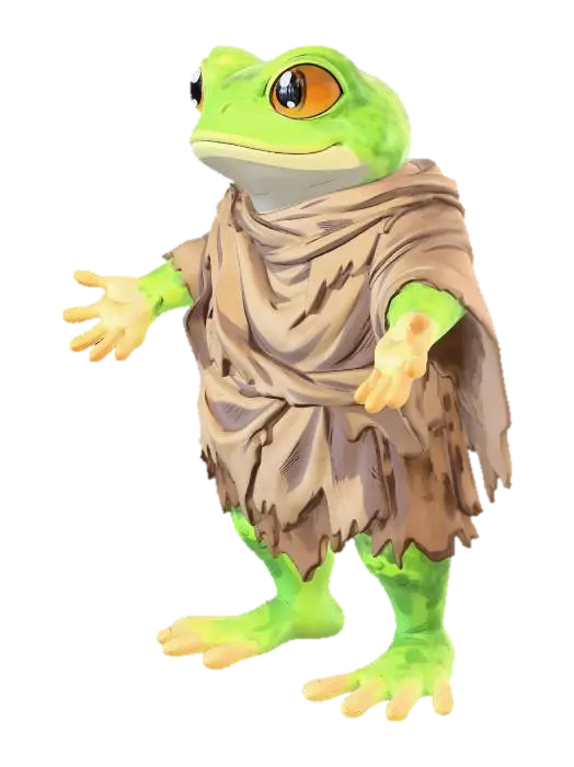 Ragged Robe Frog 3D model, vytvořený pomocí AI