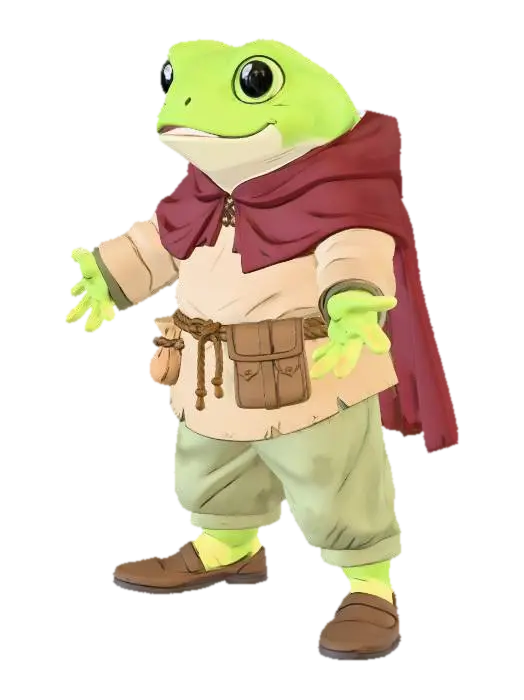 Hobbit Frog Adventurer - Hobby 3D model, vytvořený pomocí AI