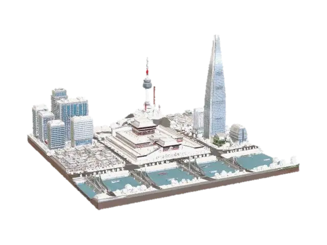 Seoul Winter Cityscape - Streets 3D model, vytvořený pomocí AI