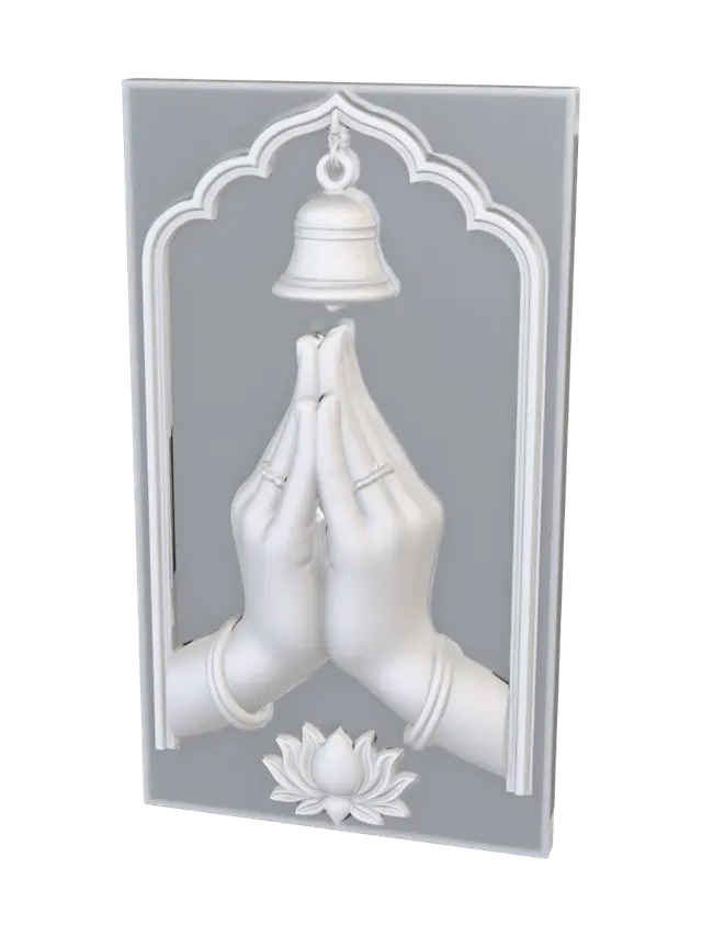 Praying Hands Plaque - Mudra 3D model, vytvořený pomocí AI