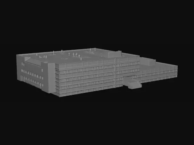 3D model for Aerial view of a campus-style office building