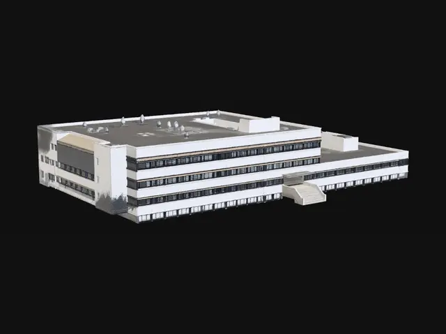 3D model for Aerial view of a campus-style office building
