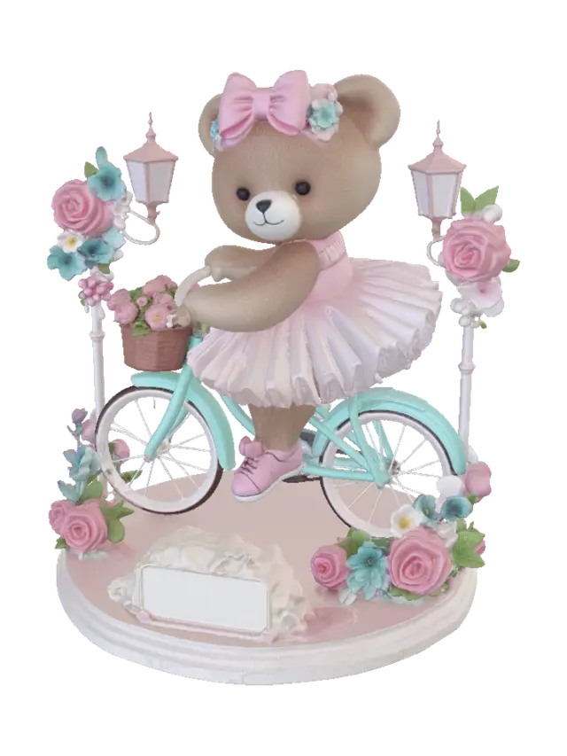 3D model for Ballerina Bear on a Flower-Laden Bicycle