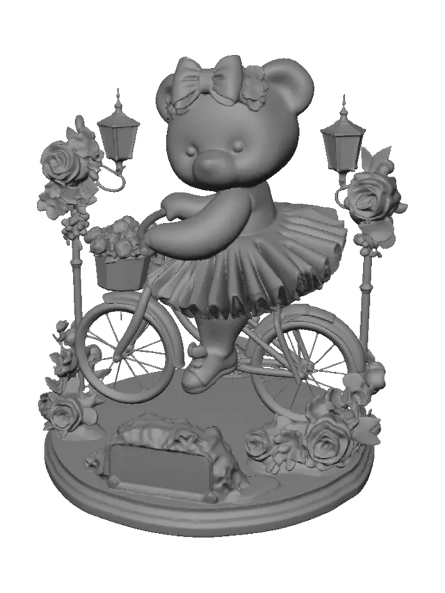3D model for Ballerina Bear on a Flower-Laden Bicycle
