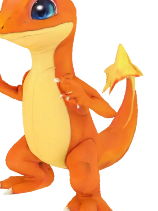 Charmander combined with a salamander 3D model, vytvořený pomocí AI
